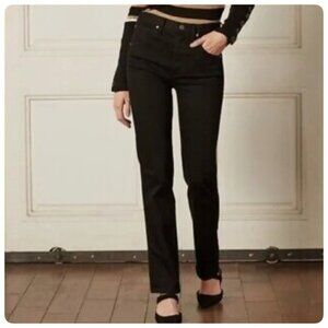 BOYISH Dempsey Womens High Rise Straight Jeans Sz 27 in LA STRADA Black Stretch